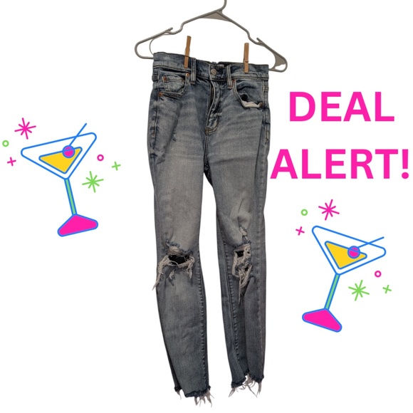 Daze Women's Size 24 Just Right Ripped Straight Leg Blue Jeans - Picture 1 of 10